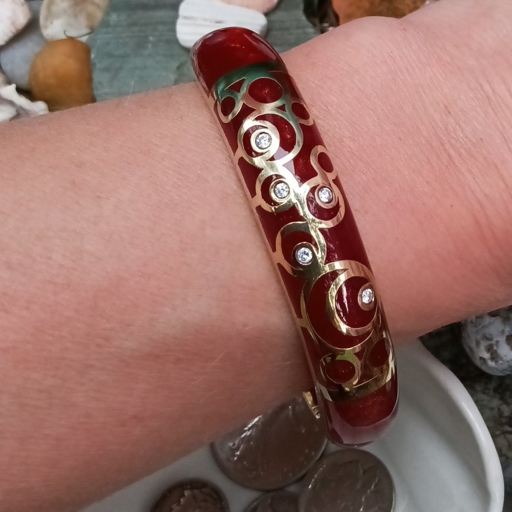 Sterling & Rhinestone Hinge Bracelet
